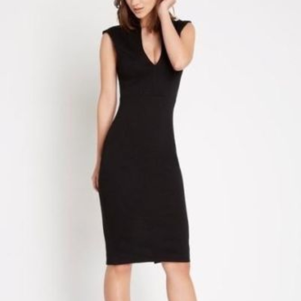 🛍 MAITAI Deep V Bodycon Dress, Black, Small, NWT